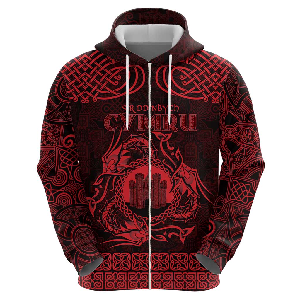 Personalized Denbighshire Sir Ddinbych Hoodie Red Gatehouse Denbigh Castle Celtic-inspired - Wonder Print Shop
