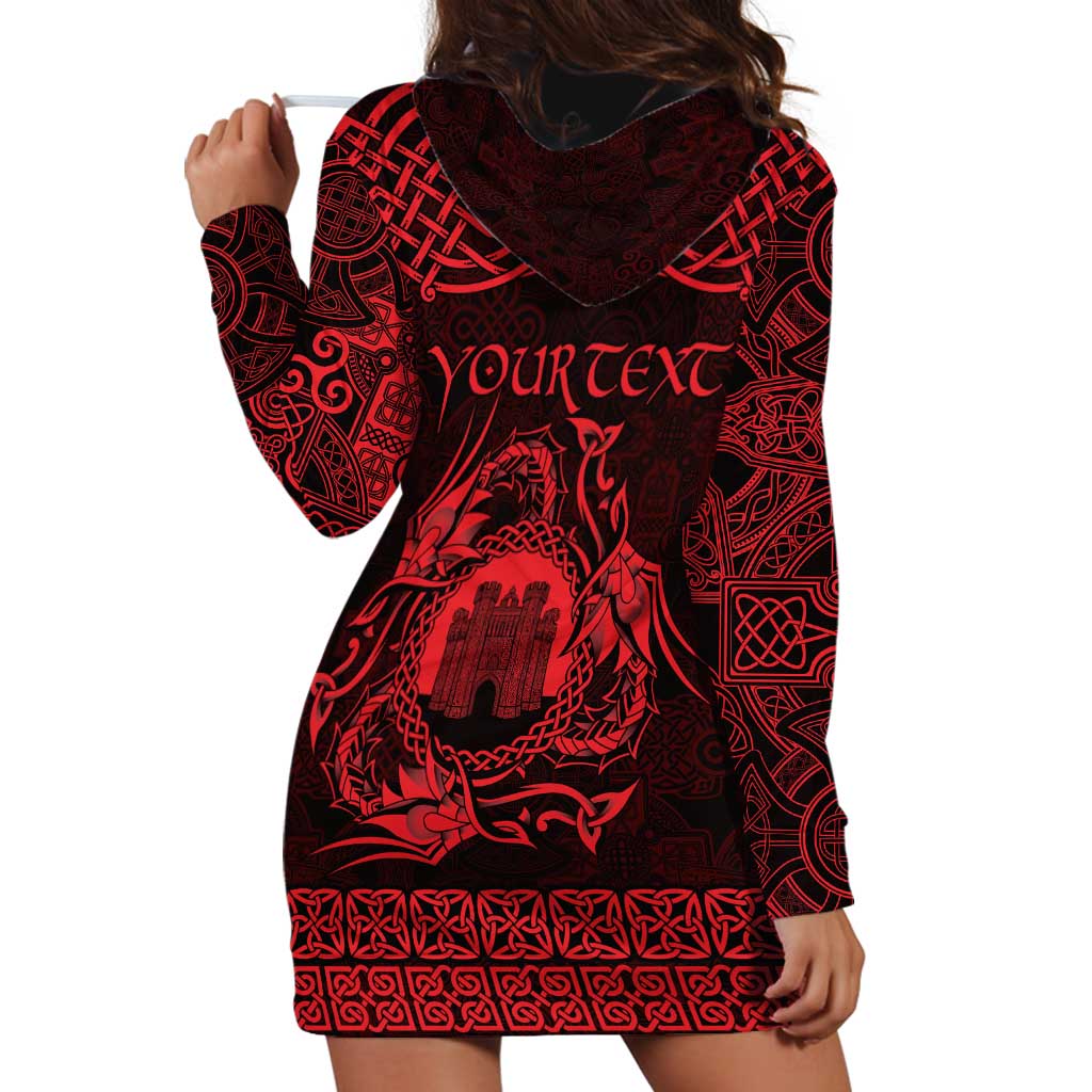 Personalized Denbighshire Sir Ddinbych Hoodie Dress Red Gatehouse Denbigh Castle Celtic-inspired - Wonder Print Shop