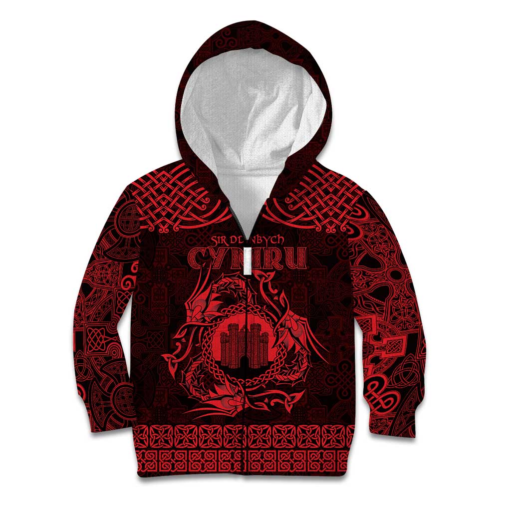 Personalized Denbighshire Sir Ddinbych Kid Hoodie Red Gatehouse Denbigh Castle Celtic-inspired - Wonder Print Shop