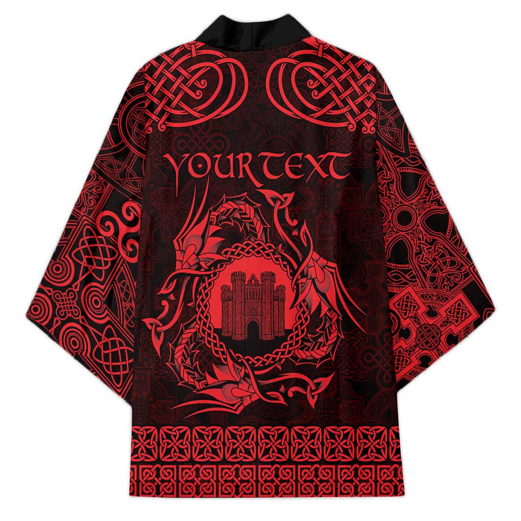 Personalized Denbighshire Sir Ddinbych Kimono Red Gatehouse Denbigh Castle Celtic-inspired - Wonder Print Shop