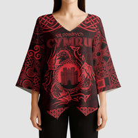 Personalized Denbighshire Sir Ddinbych Kimono Sleeve Blouse Red Gatehouse Denbigh Castle Celtic-inspired - Wonder Print Shop