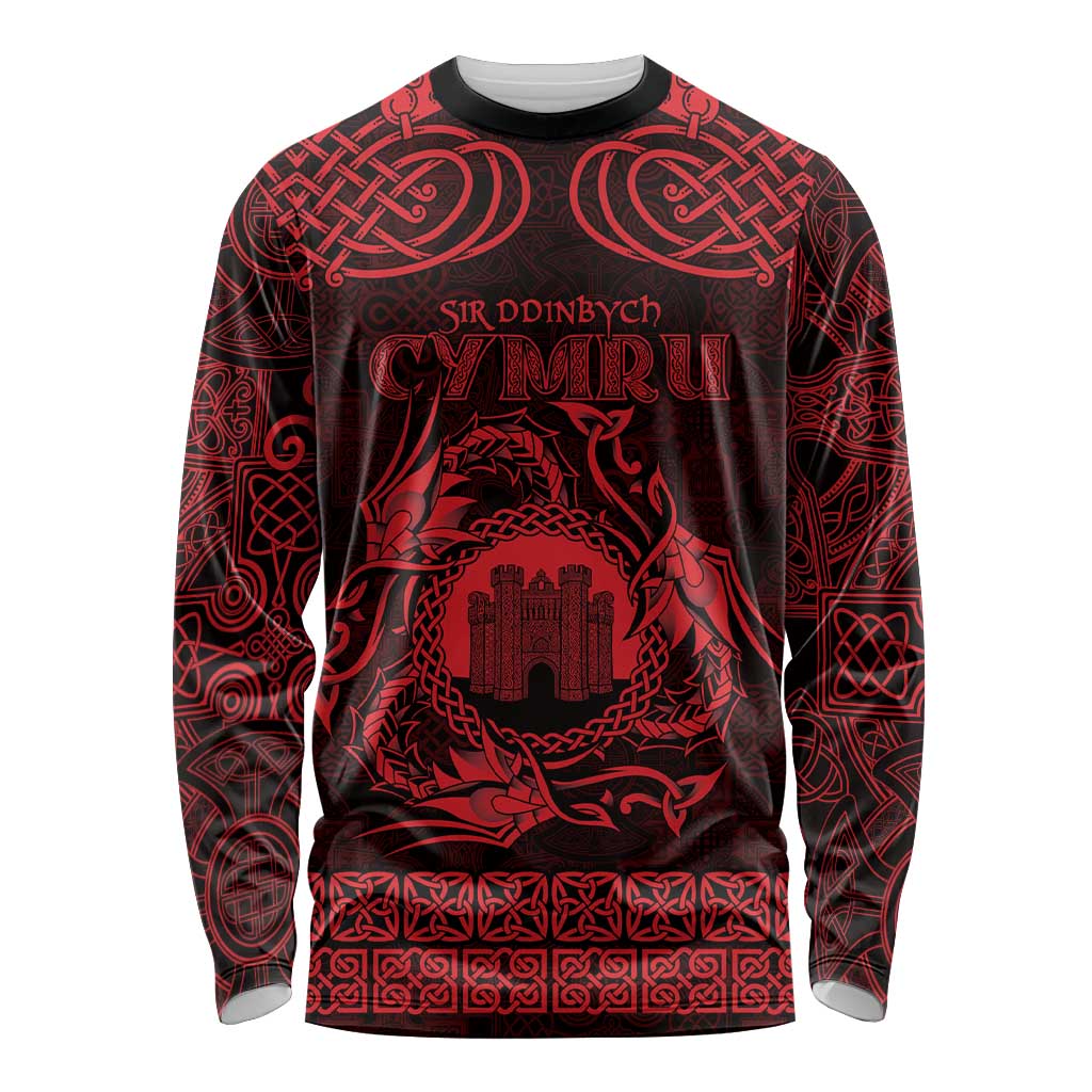 Personalized Denbighshire Sir Ddinbych Long Sleeve Shirt Red Gatehouse Denbigh Castle Celtic-inspired - Wonder Print Shop