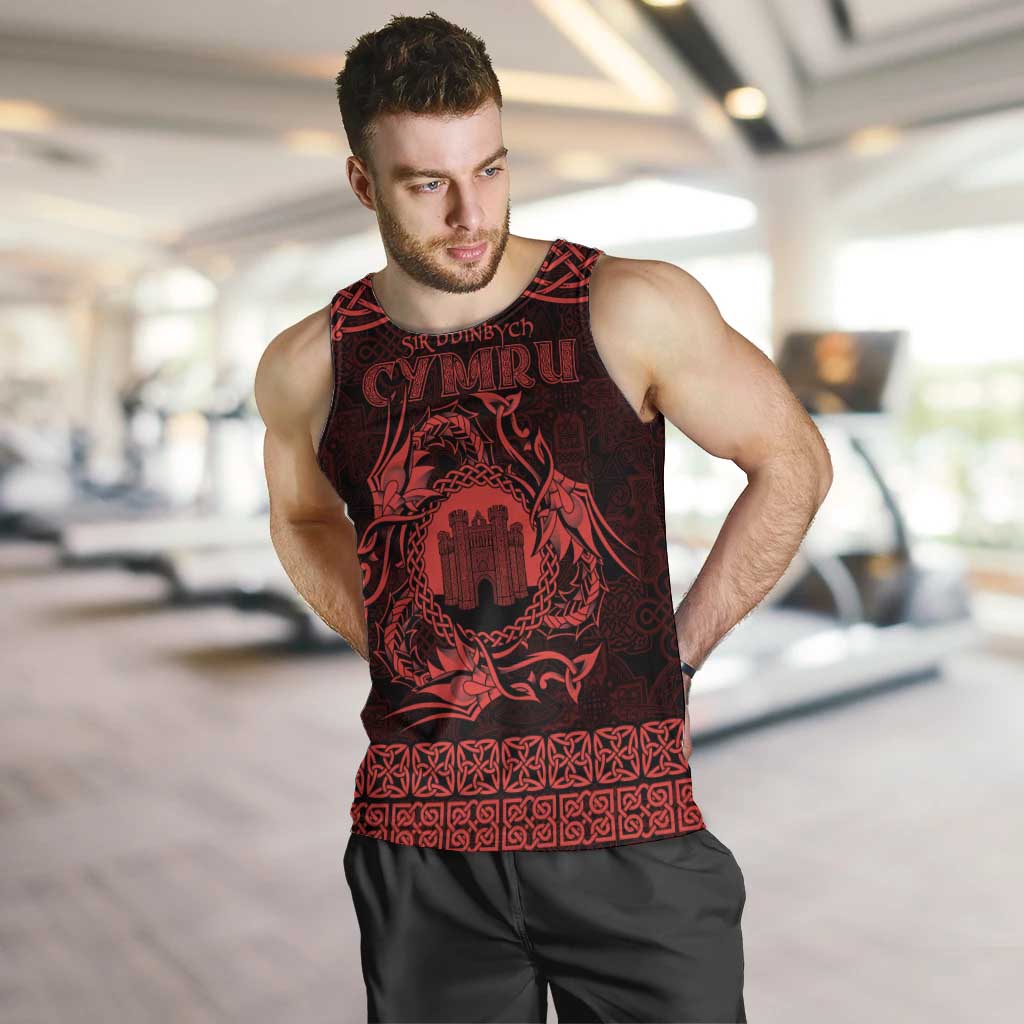 Personalized Denbighshire Sir Ddinbych Men Tank Top Red Gatehouse Denbigh Castle Celtic-inspired - Wonder Print Shop