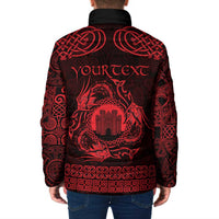 Personalized Denbighshire Sir Ddinbych Padded Jacket Red Gatehouse Denbigh Castle Celtic-inspired - Wonder Print Shop