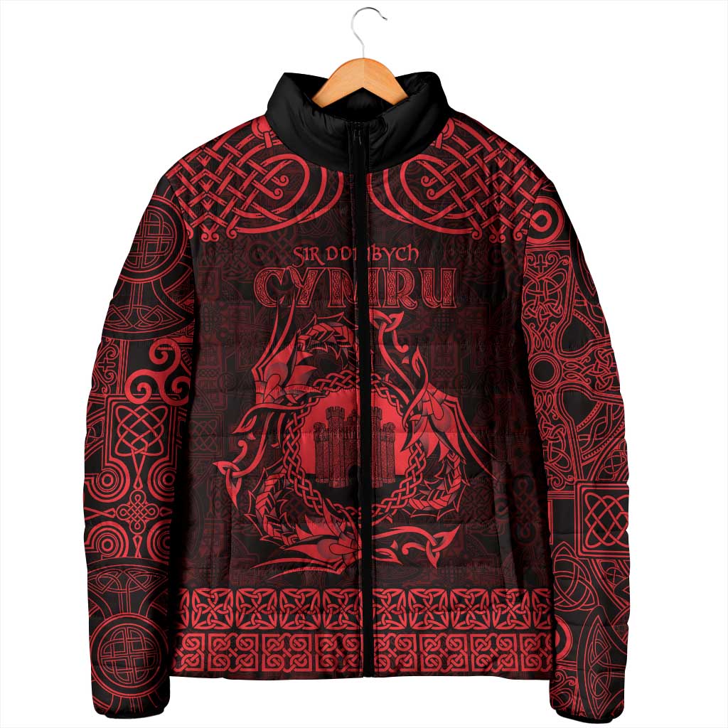 Personalized Denbighshire Sir Ddinbych Padded Jacket Red Gatehouse Denbigh Castle Celtic-inspired - Wonder Print Shop