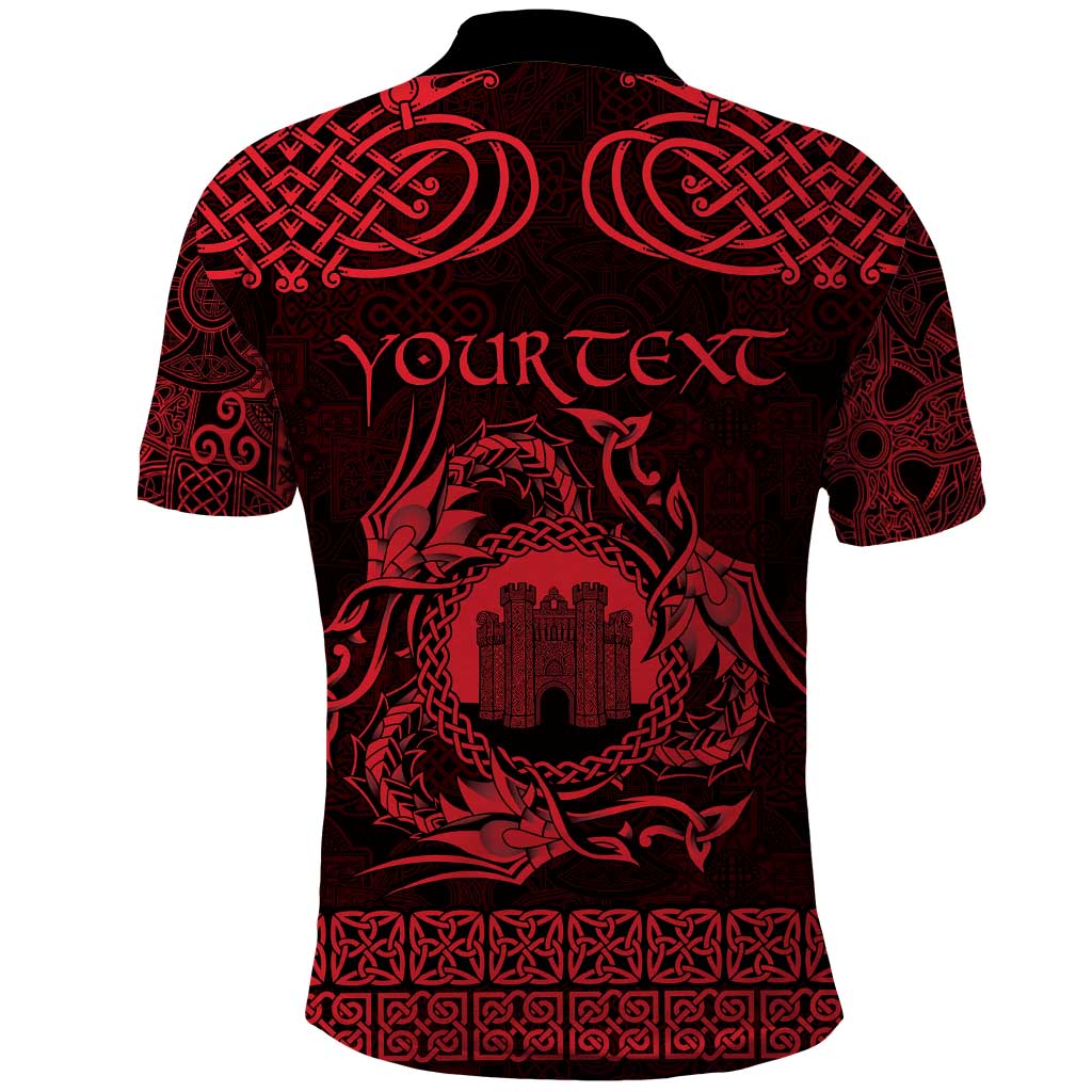 Personalized Denbighshire Sir Ddinbych Polo Shirt Red Gatehouse Denbigh Castle Celtic-inspired - Wonder Print Shop