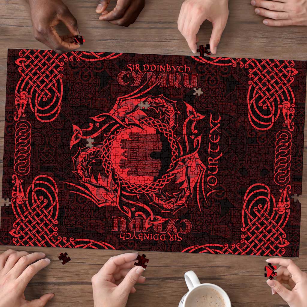 Personalized Denbighshire Sir Ddinbych Puzzle Red Gatehouse Denbigh Castle Celtic-inspired - Wonder Print Shop
