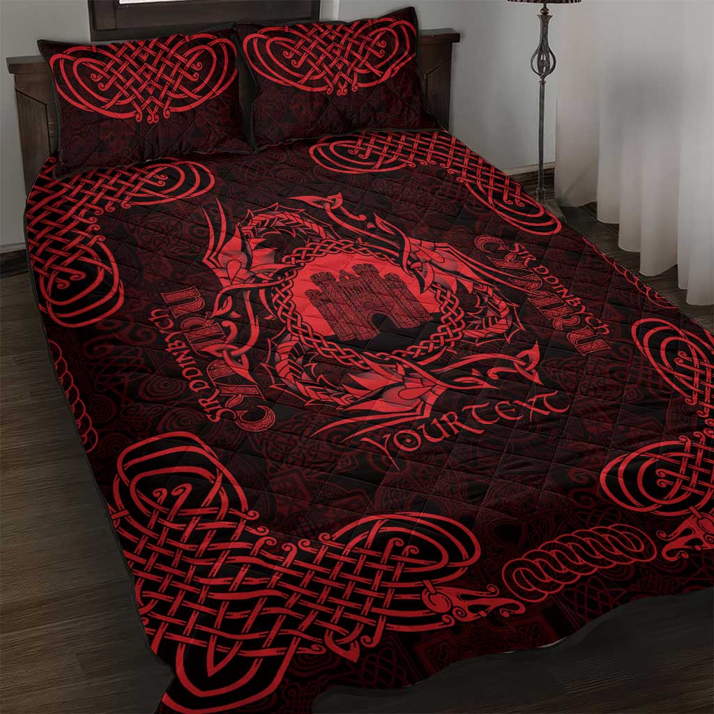 Personalized Denbighshire Sir Ddinbych Quilt Bed Set Red Gatehouse Denbigh Castle Celtic-inspired - Wonder Print Shop