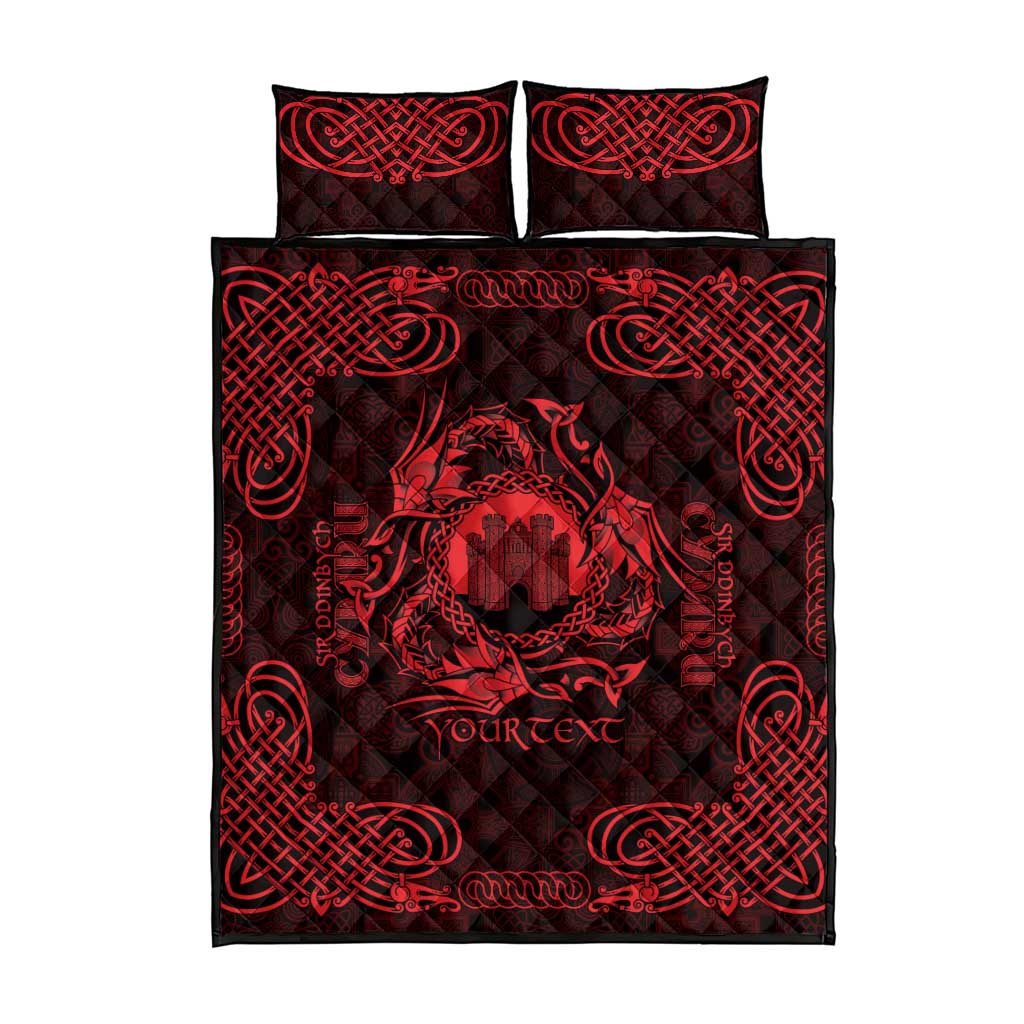 Personalized Denbighshire Sir Ddinbych Quilt Bed Set Red Gatehouse Denbigh Castle Celtic-inspired - Wonder Print Shop