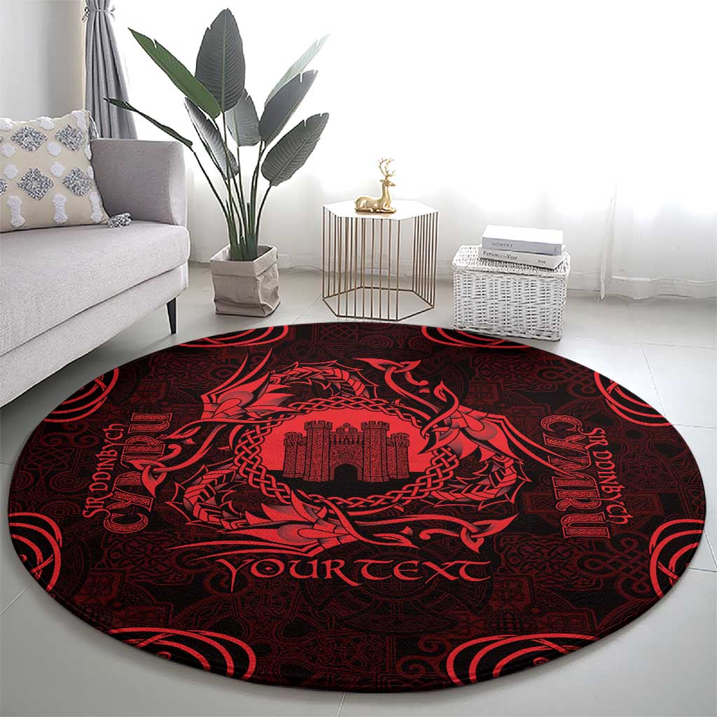 Personalized Denbighshire Sir Ddinbych Round Carpet Red Gatehouse Denbigh Castle Celtic-inspired - Wonder Print Shop