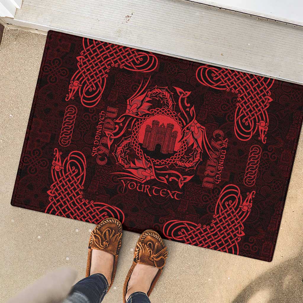 Personalized Denbighshire Sir Ddinbych Rubber Doormat Red Gatehouse Denbigh Castle Celtic-inspired - Wonder Print Shop