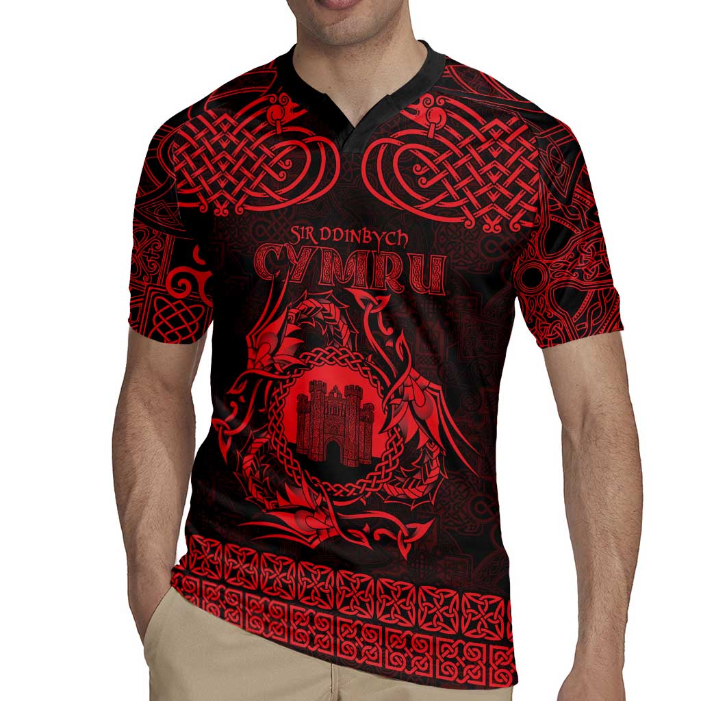 Personalized Denbighshire Sir Ddinbych Rugby Jersey Red Gatehouse Denbigh Castle Celtic-inspired - Wonder Print Shop