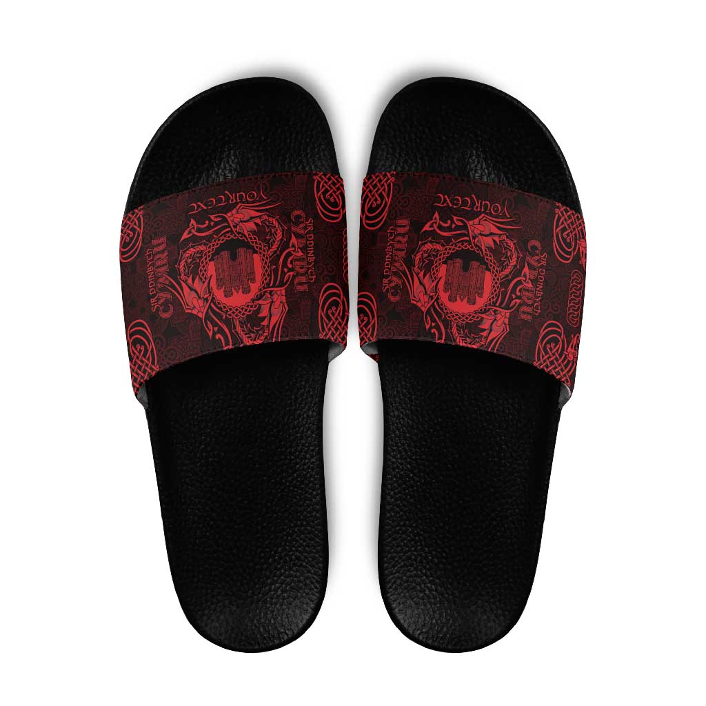 Personalized Denbighshire Sir Ddinbych Slide Sandals Red Gatehouse Denbigh Castle Celtic-inspired - Wonder Print Shop