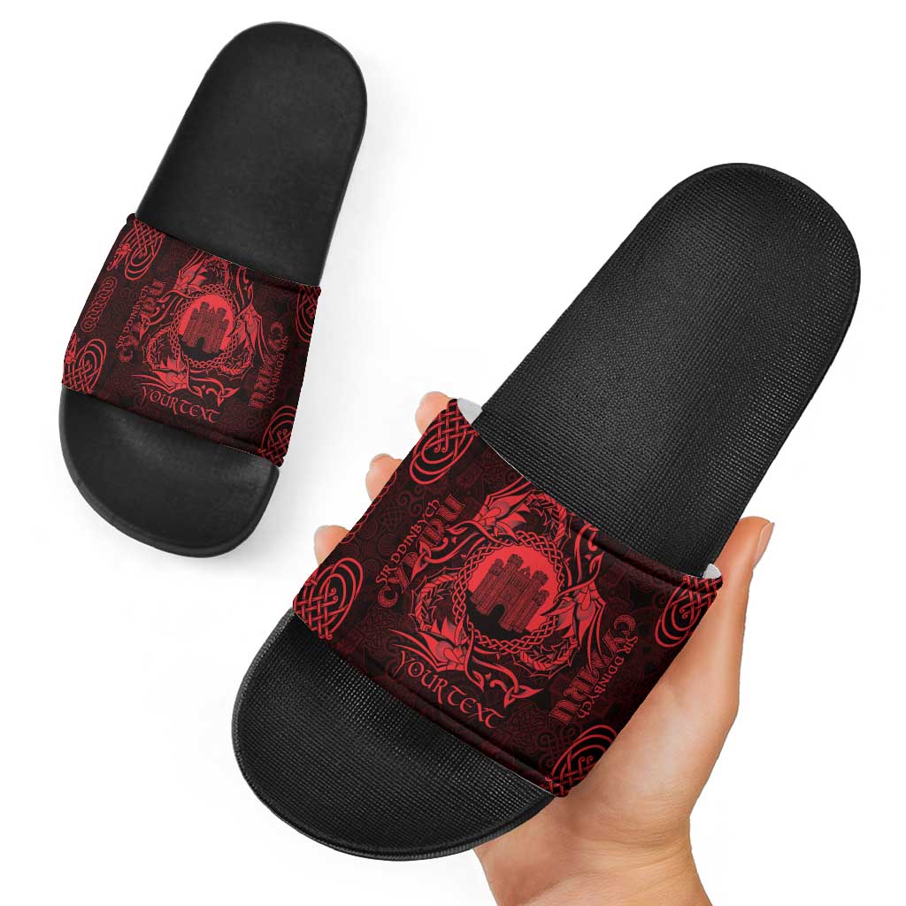 Personalized Denbighshire Sir Ddinbych Slide Sandals Red Gatehouse Denbigh Castle Celtic-inspired - Wonder Print Shop