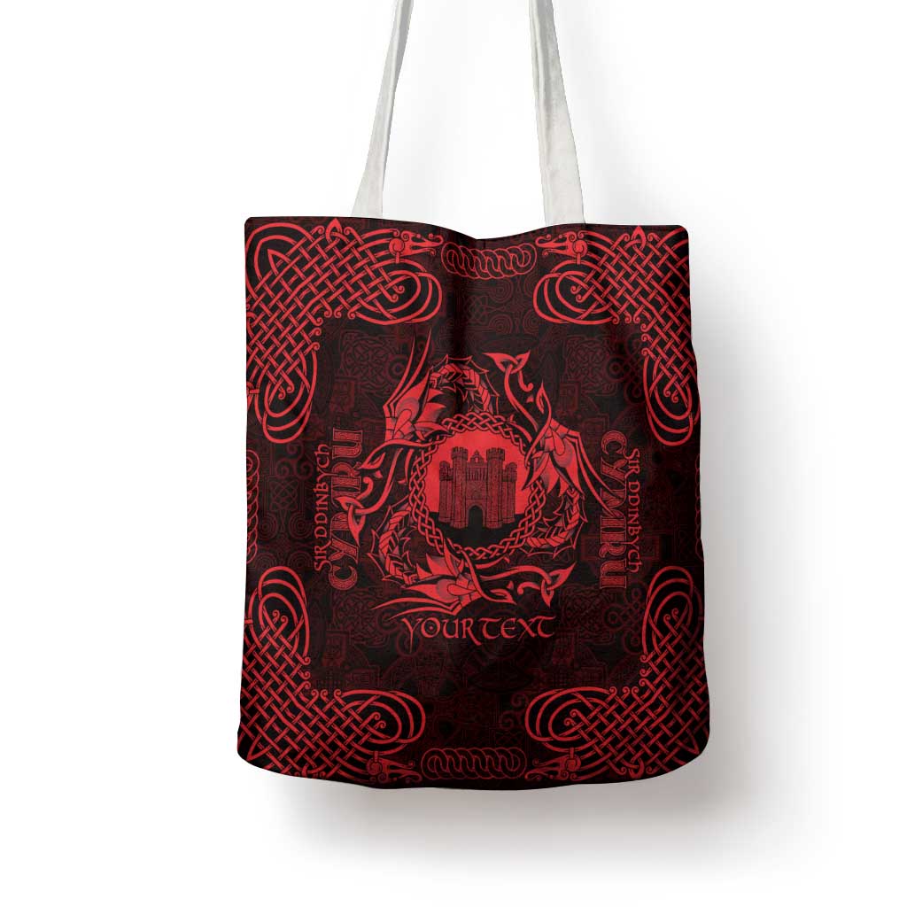 Personalized Denbighshire Sir Ddinbych Tote Bag Red Gatehouse Denbigh Castle Celtic-inspired - Wonder Print Shop