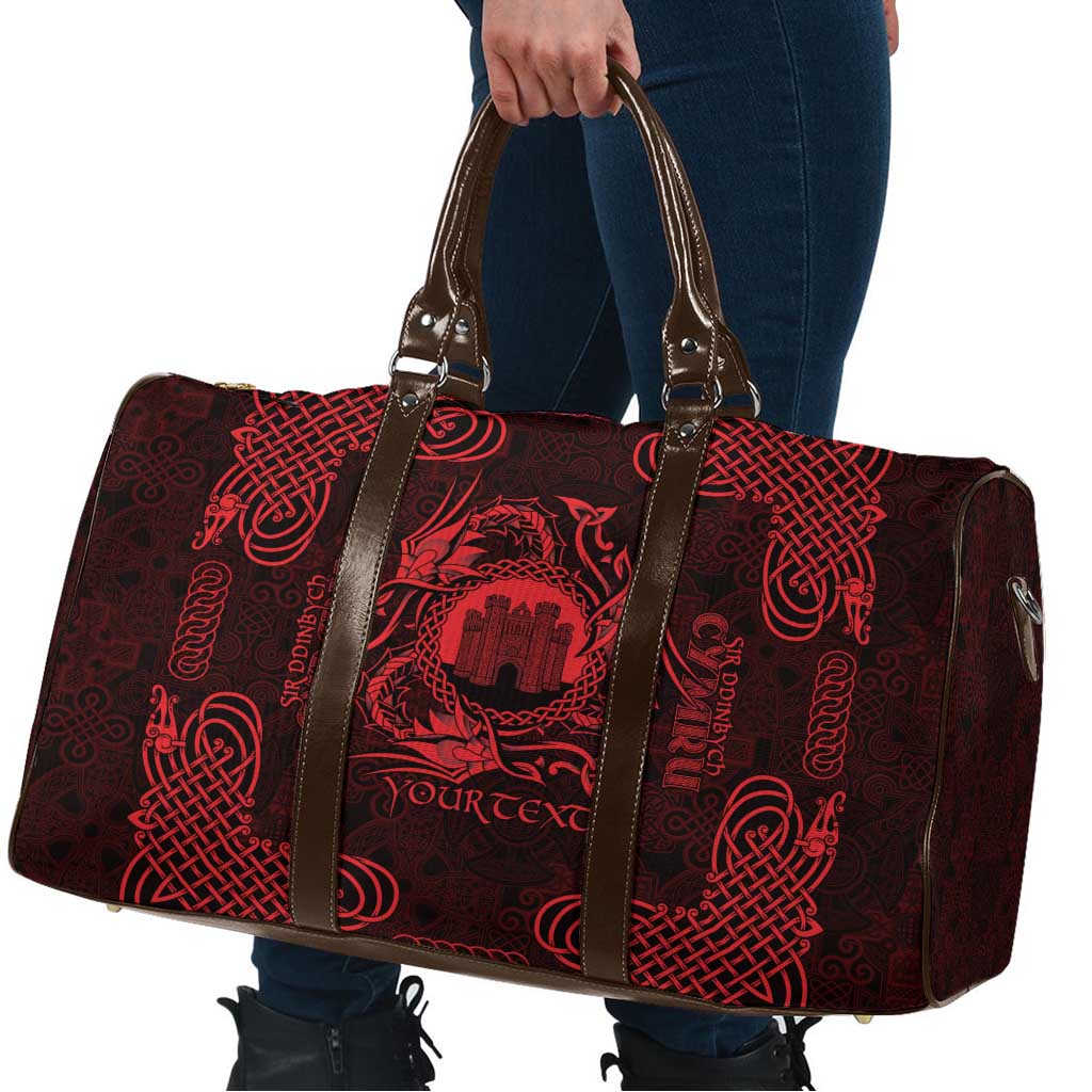 Personalized Denbighshire Sir Ddinbych Travel Bag Red Gatehouse Denbigh Castle Celtic-inspired - Wonder Print Shop