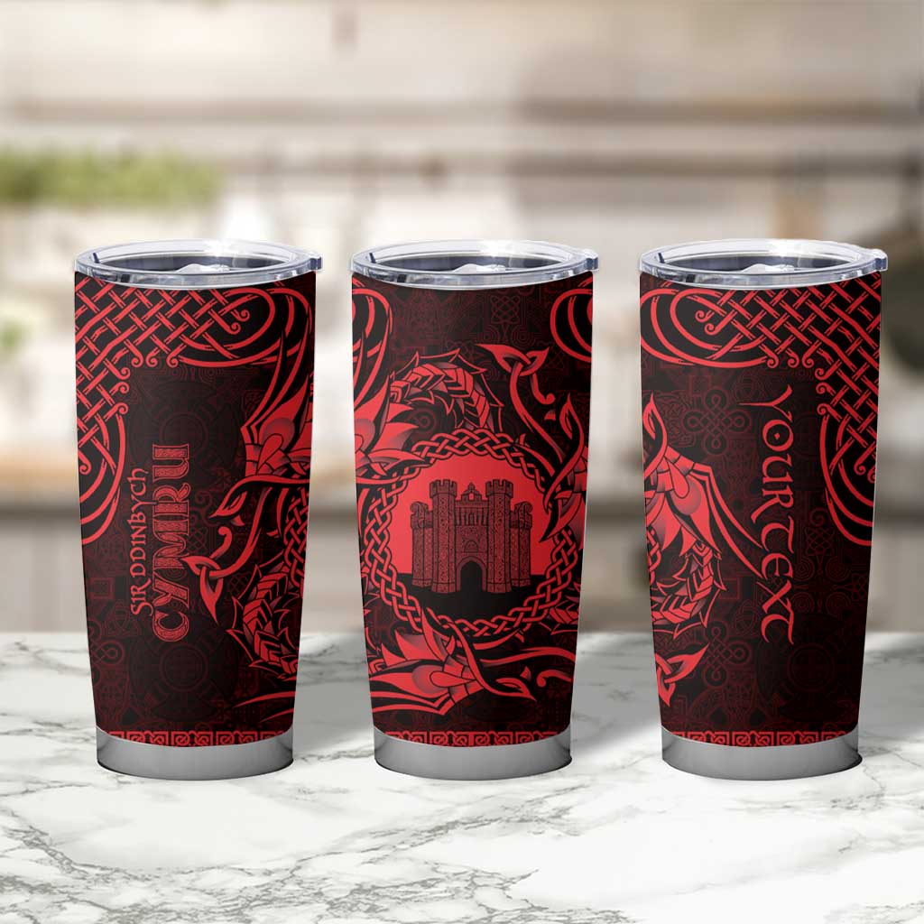Personalized Denbighshire Sir Ddinbych Tumbler Cup Red Gatehouse Denbigh Castle Celtic-inspired - Wonder Print Shop