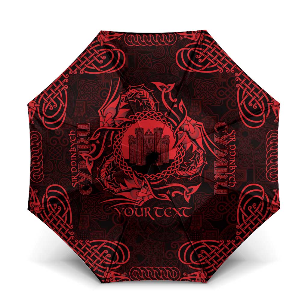Personalized Denbighshire Sir Ddinbych Umbrella Red Gatehouse Denbigh Castle Celtic-inspired - Wonder Print Shop