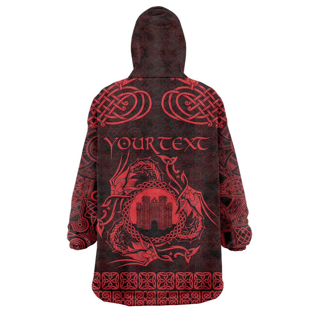 Personalized Denbighshire Sir Ddinbych Wearable Blanket Hoodie Red Gatehouse Denbigh Castle Celtic-inspired - Wonder Print Shop