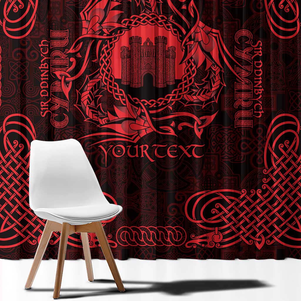 Personalized Denbighshire Sir Ddinbych Window Curtain Red Gatehouse Denbigh Castle Celtic-inspired - Wonder Print Shop