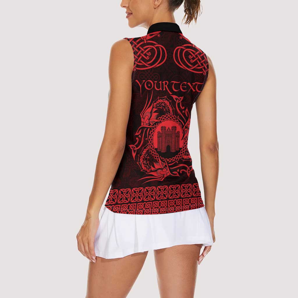 Personalized Denbighshire Sir Ddinbych Women Sleeveless Polo Shirt Red Gatehouse Denbigh Castle Celtic-inspired - Wonder Print Shop