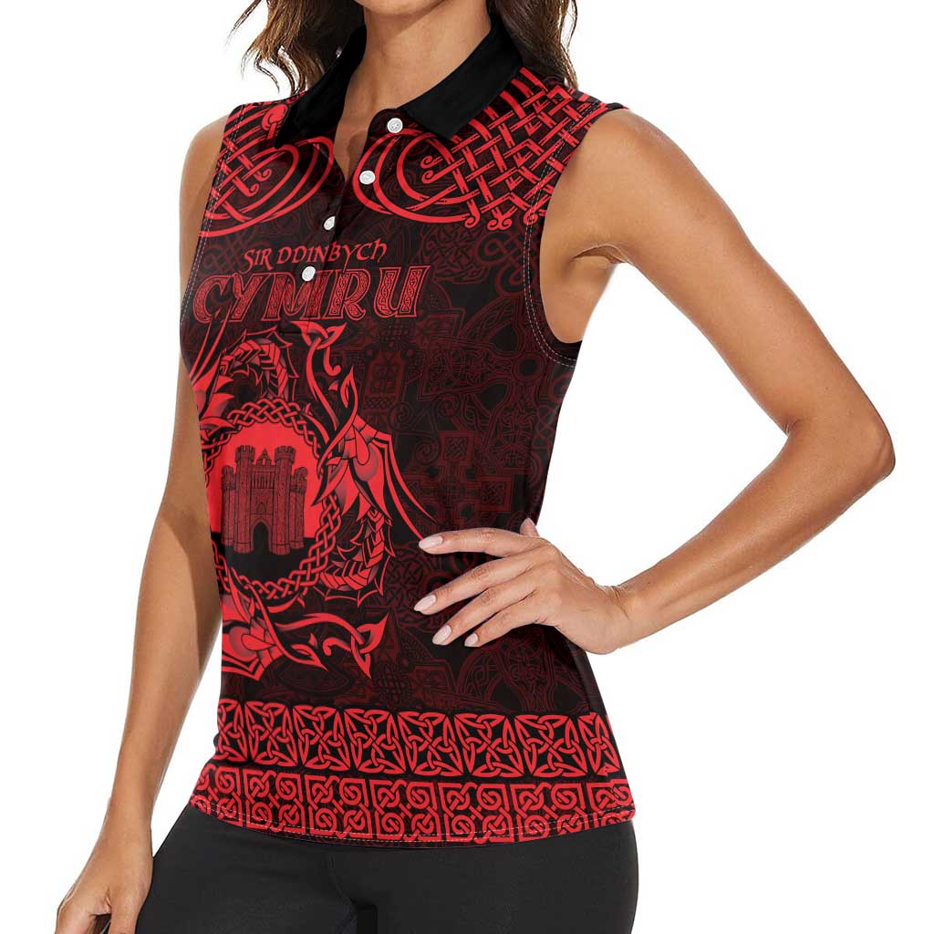 Personalized Denbighshire Sir Ddinbych Women Sleeveless Polo Shirt Red Gatehouse Denbigh Castle Celtic-inspired - Wonder Print Shop