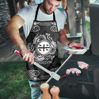 Personalized Flintshire Sir y Fflint Apron Black Four Choughs Celtic-inspired - Wonder Print Shop