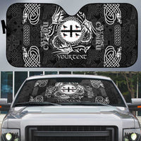 Personalized Flintshire Sir y Fflint Auto Sun Shade Black Four Choughs Celtic-inspired - Wonder Print Shop