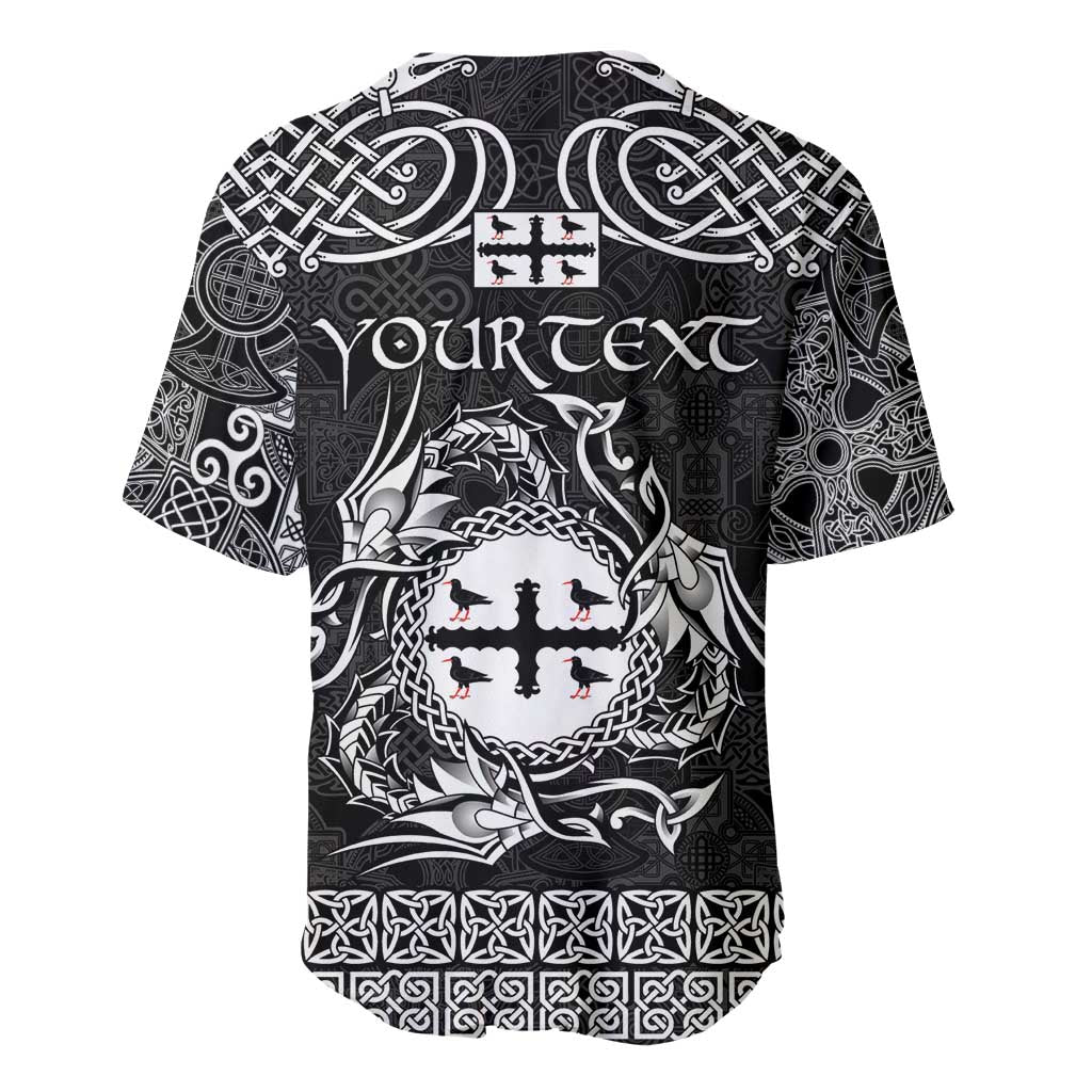 Personalized Flintshire Sir y Fflint Baseball Jersey Black Four Choughs Celtic-inspired - Wonder Print Shop