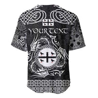Personalized Flintshire Sir y Fflint Baseball Jersey Black Four Choughs Celtic-inspired - Wonder Print Shop