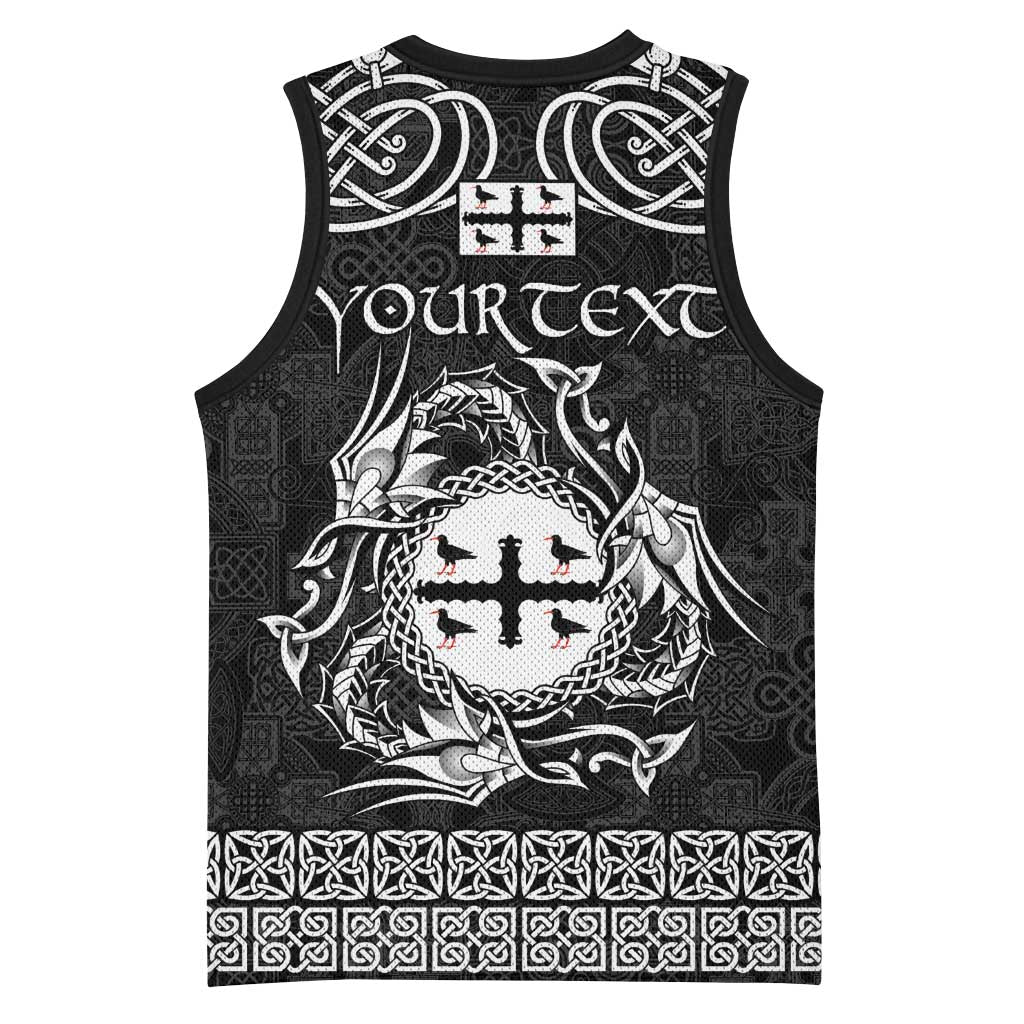 Personalized Flintshire Sir y Fflint Basketball Jersey Black Four Choughs Celtic-inspired - Wonder Print Shop