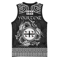 Personalized Flintshire Sir y Fflint Basketball Jersey Black Four Choughs Celtic-inspired - Wonder Print Shop