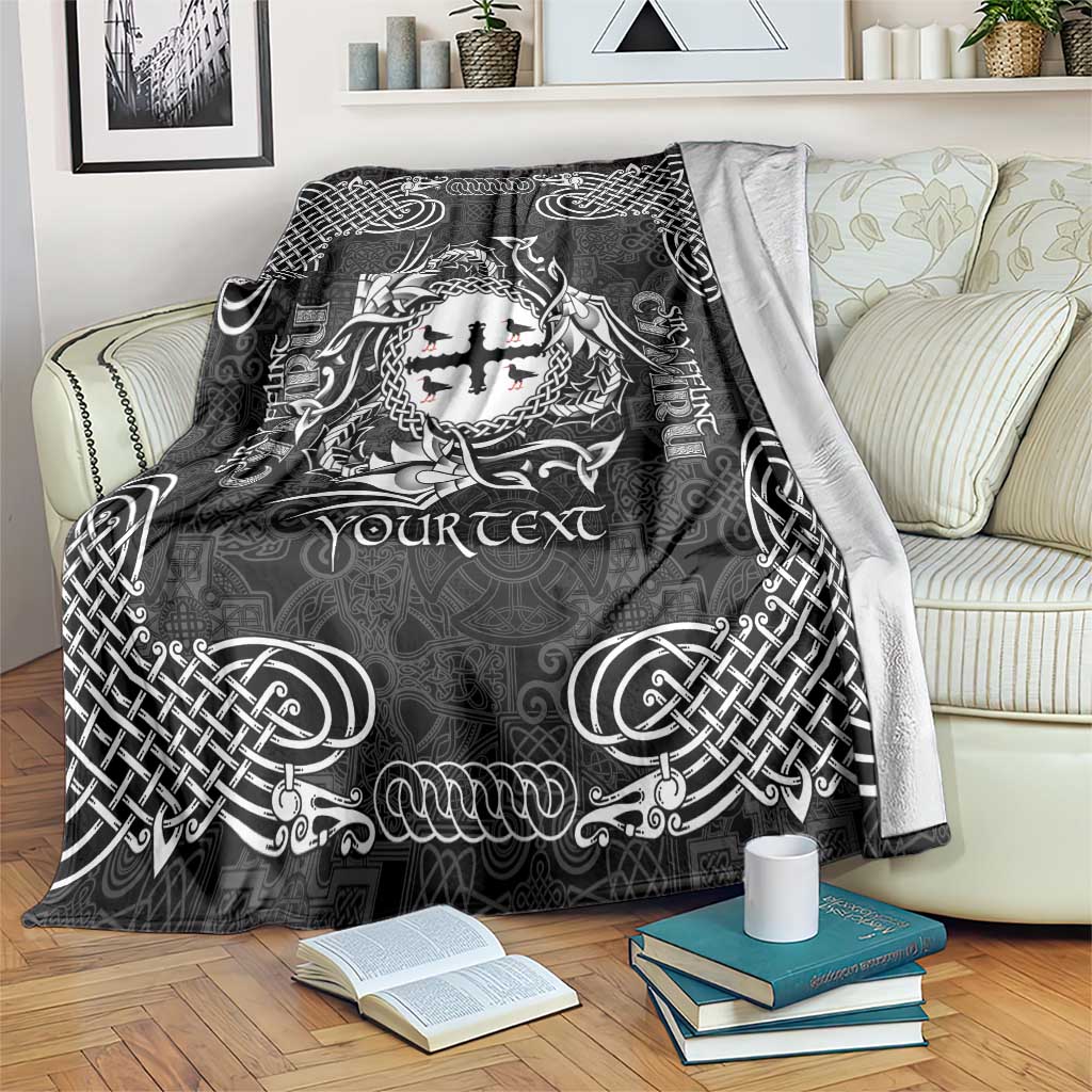 Personalized Flintshire Sir y Fflint Blanket Black Four Choughs Celtic-inspired - Wonder Print Shop
