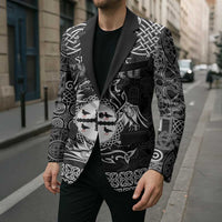 Personalized Flintshire Sir y Fflint Blazer Black Four Choughs Celtic-inspired - Wonder Print Shop