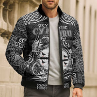 Personalized Flintshire Sir y Fflint Bomber Puffer Jacket Black Four Choughs Celtic-inspired - Wonder Print Shop