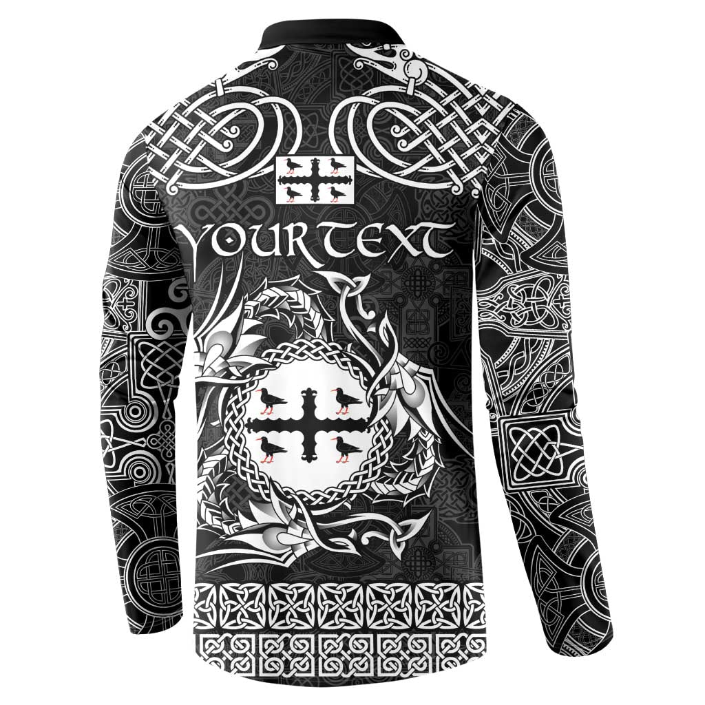 Personalized Flintshire Sir y Fflint Button Sweatshirt Black Four Choughs Celtic-inspired - Wonder Print Shop