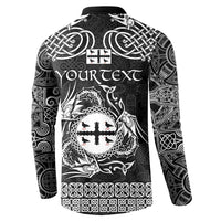 Personalized Flintshire Sir y Fflint Button Sweatshirt Black Four Choughs Celtic-inspired - Wonder Print Shop