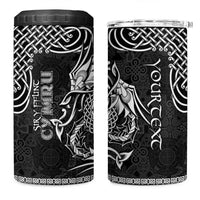 Personalized Flintshire Sir y Fflint 4 in 1 Can Cooler Tumbler Black Four Choughs Celtic-inspired - Wonder Print Shop