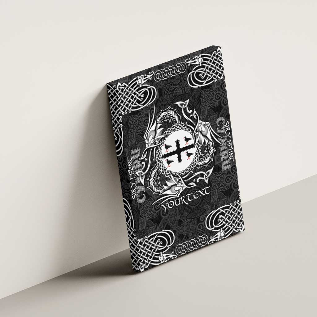 Personalized Flintshire Sir y Fflint Canvas Wall Art Black Four Choughs Celtic-inspired - Wonder Print Shop