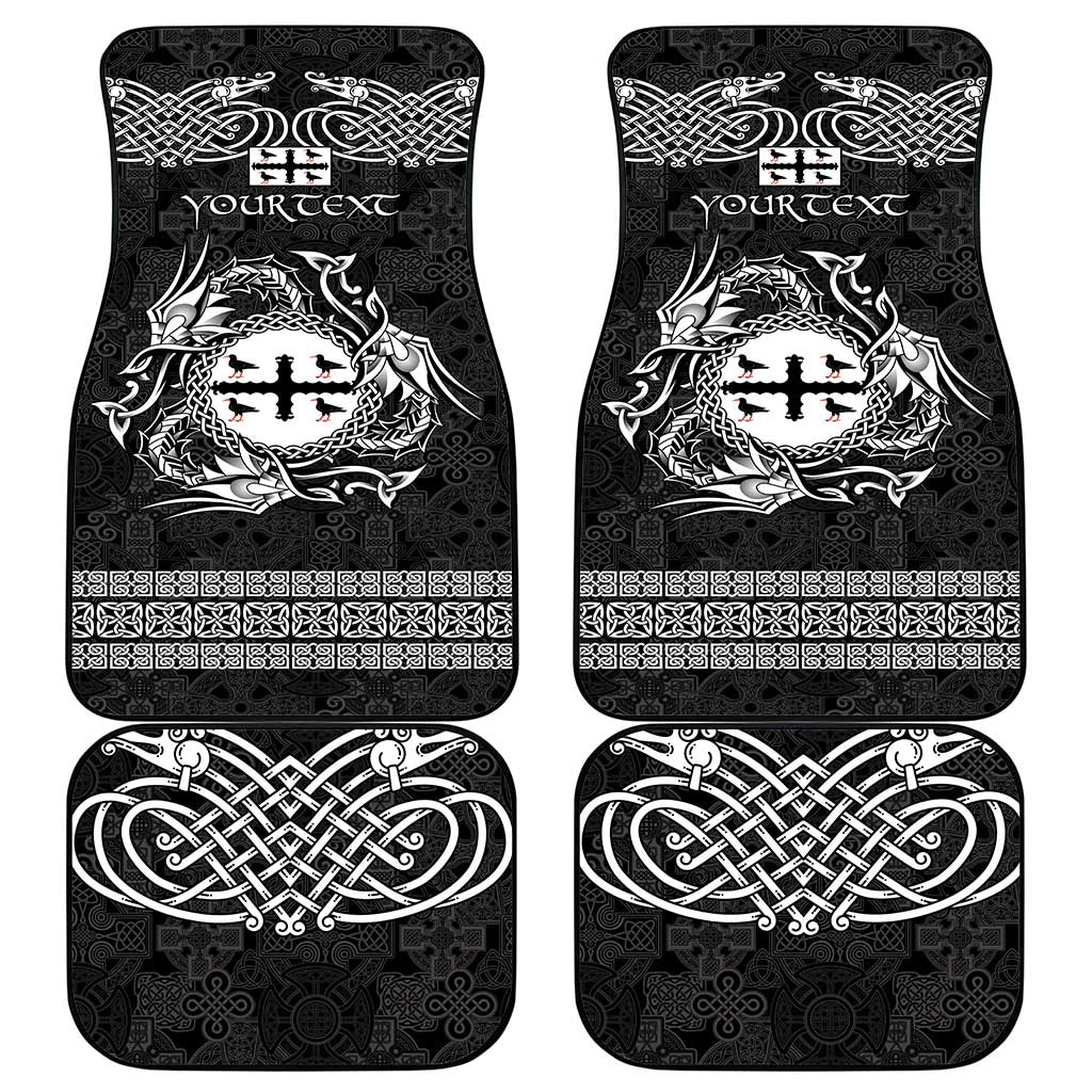Personalized Flintshire Sir y Fflint Car Mats Black Four Choughs Celtic-inspired - Wonder Print Shop
