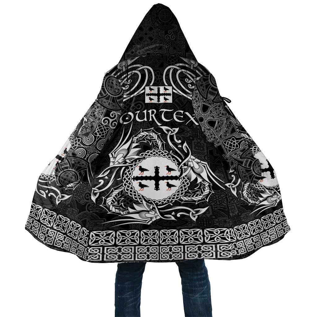 Personalized Flintshire Sir y Fflint Cloak Black Four Choughs Celtic-inspired - Wonder Print Shop