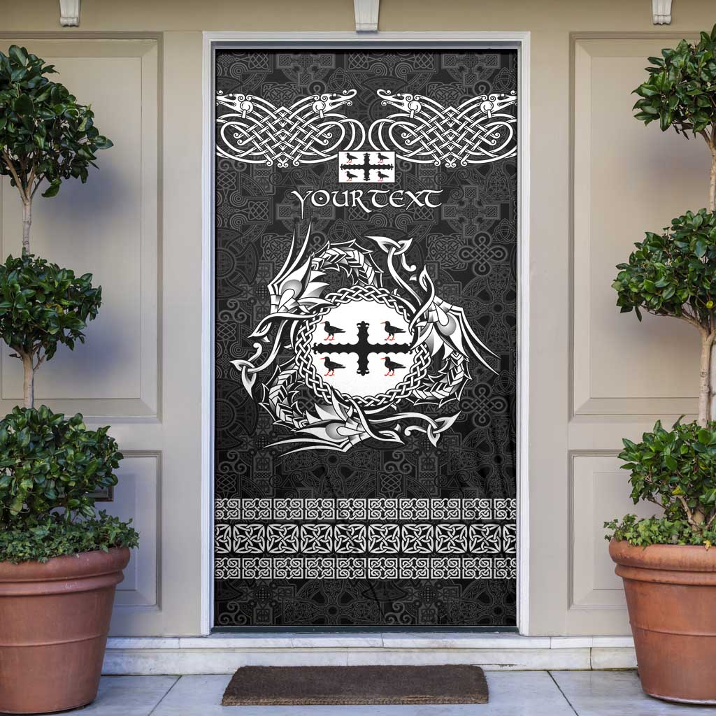 Personalized Flintshire Sir y Fflint Door Cover Black Four Choughs Celtic-inspired - Wonder Print Shop