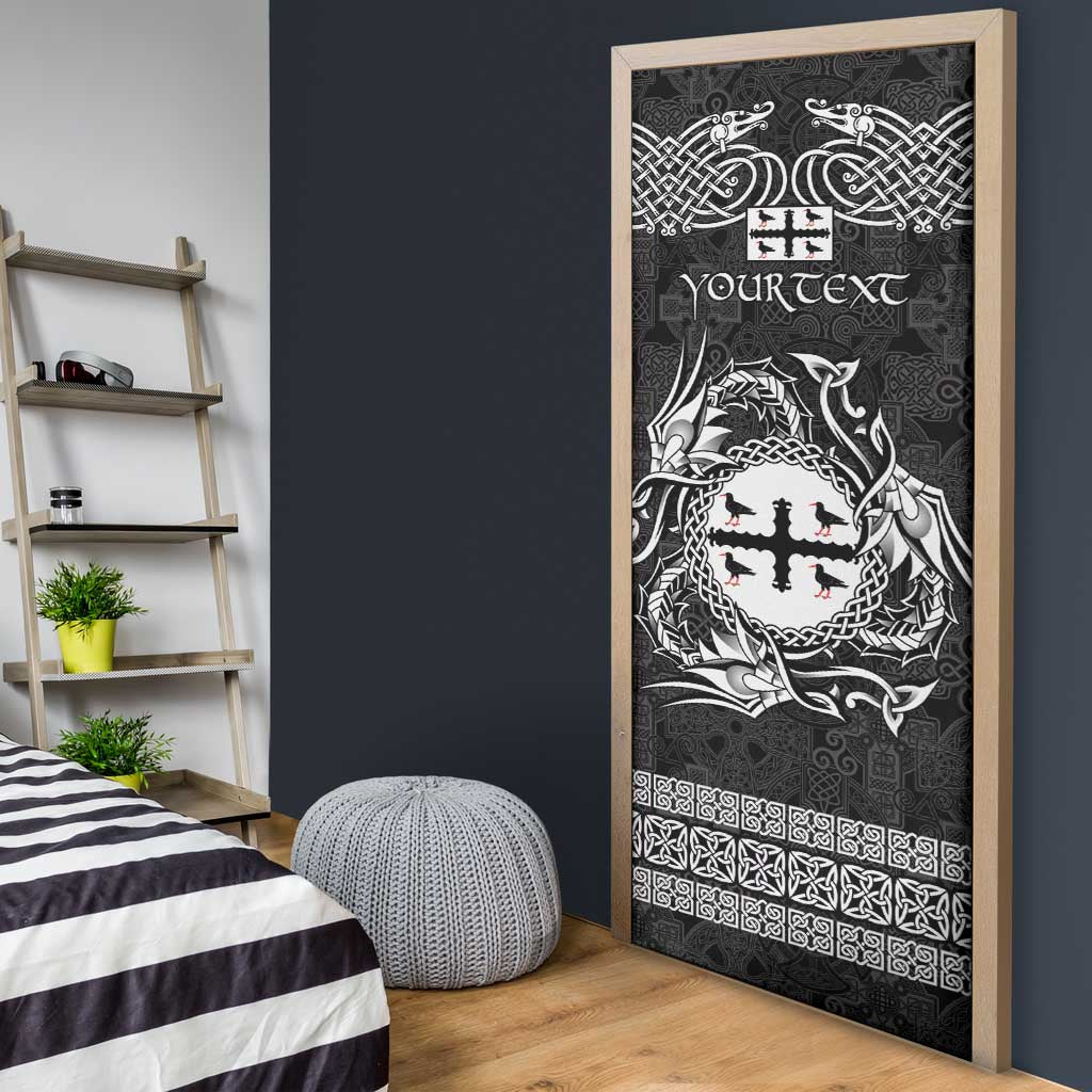 Personalized Flintshire Sir y Fflint Door Cover Black Four Choughs Celtic-inspired - Wonder Print Shop