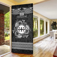 Personalized Flintshire Sir y Fflint Door Cover Black Four Choughs Celtic-inspired - Wonder Print Shop