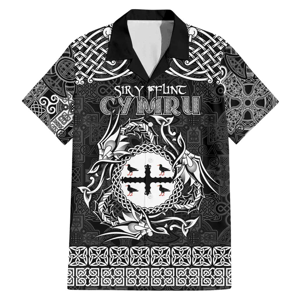 Personalized Flintshire Sir y Fflint Family Matching Mermaid Dress and Hawaiian Shirt Black Four Choughs Celtic-inspired - Wonder Print Shop