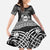 Personalized Flintshire Sir y Fflint Family Matching Off The Shoulder Long Sleeve Dress and Hawaiian Shirt Black Four Choughs Celtic-inspired - Wonder Print Shop