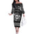 Personalized Flintshire Sir y Fflint Family Matching Off The Shoulder Long Sleeve Dress and Hawaiian Shirt Black Four Choughs Celtic-inspired - Wonder Print Shop