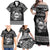 Personalized Flintshire Sir y Fflint Family Matching Off Shoulder Maxi Dress and Hawaiian Shirt Black Four Choughs Celtic-inspired - Wonder Print Shop