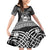 Personalized Flintshire Sir y Fflint Family Matching Off Shoulder Short Dress and Hawaiian Shirt Black Four Choughs Celtic-inspired - Wonder Print Shop