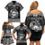 Personalized Flintshire Sir y Fflint Family Matching Off Shoulder Short Dress and Hawaiian Shirt Black Four Choughs Celtic-inspired - Wonder Print Shop